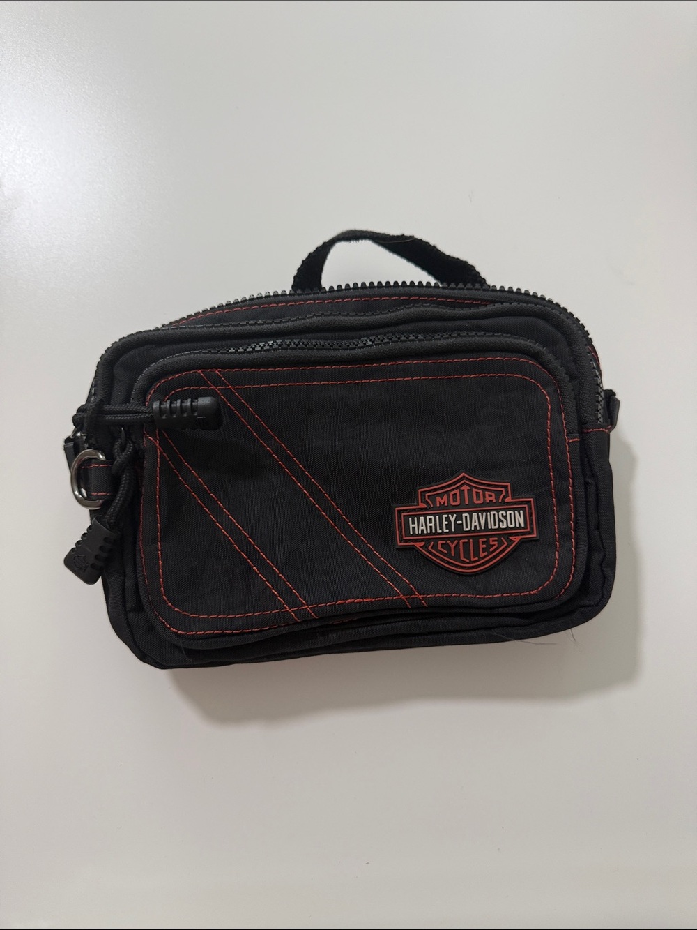 Harley-Davidson Black Crossbody Bag with Orange Stitching